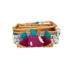 Wicker Basket Organizer Caddy Apple Decor Kitchen Storage Craft Supply